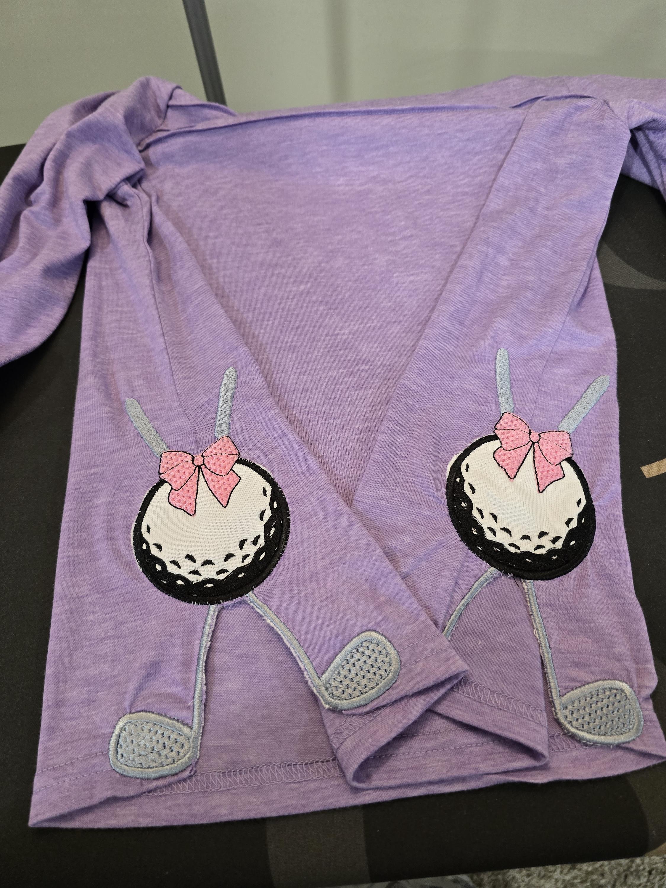 Customer project using Golf Clubs and Ball Split Side Seam embroidery design