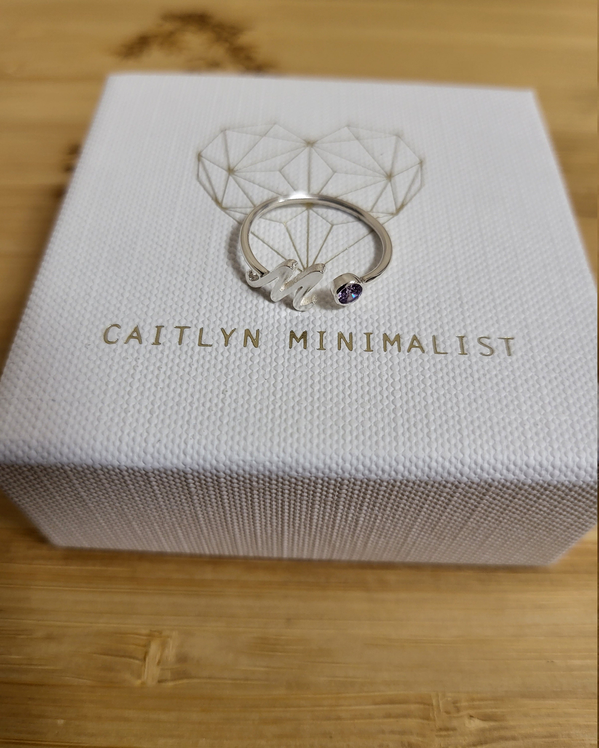 Custom Initial Birthstone Ring • Personalized Sterling Silver Initials Ring • Custom Name Gemstone Mother Ring • Mother Child Ring • RM06F48