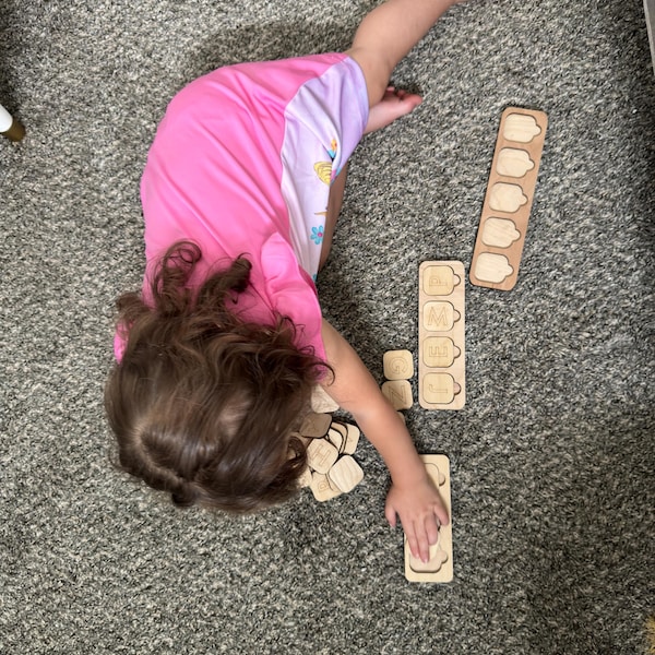 Wood Montessori Alphabet Set, Handmade Wood Letters, Wood Movable ...