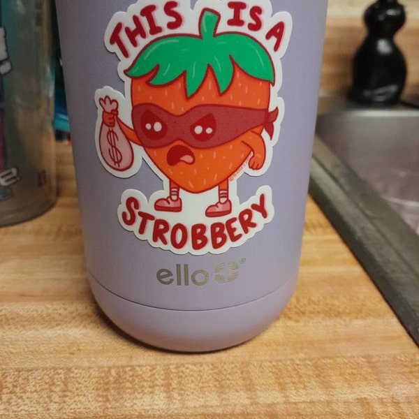 Strobbery Sticker: Funny Strawberry Pun, Waterproof Vinyl Decal - Etsy