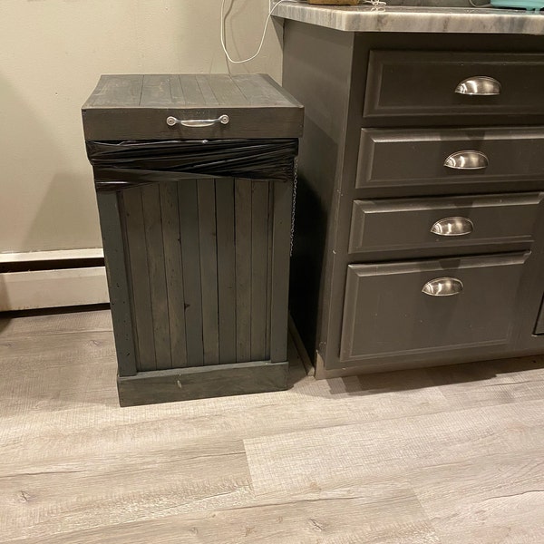 Rustic Wood 30 Gallon Large Kitchen Trash Can Etsy