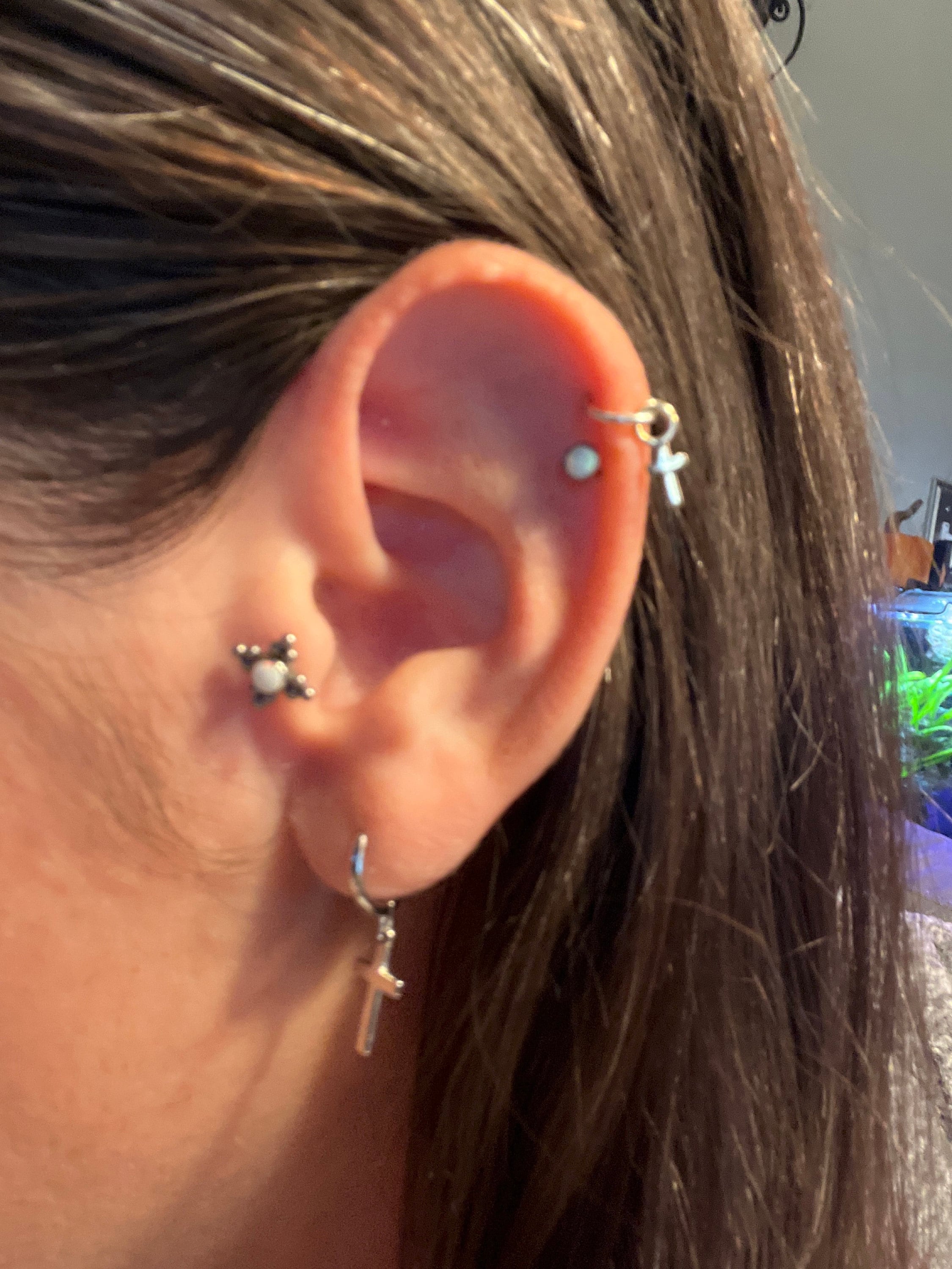 Dainty & Minimalist Cross Shaped Charm Huggie Hoop Earrings