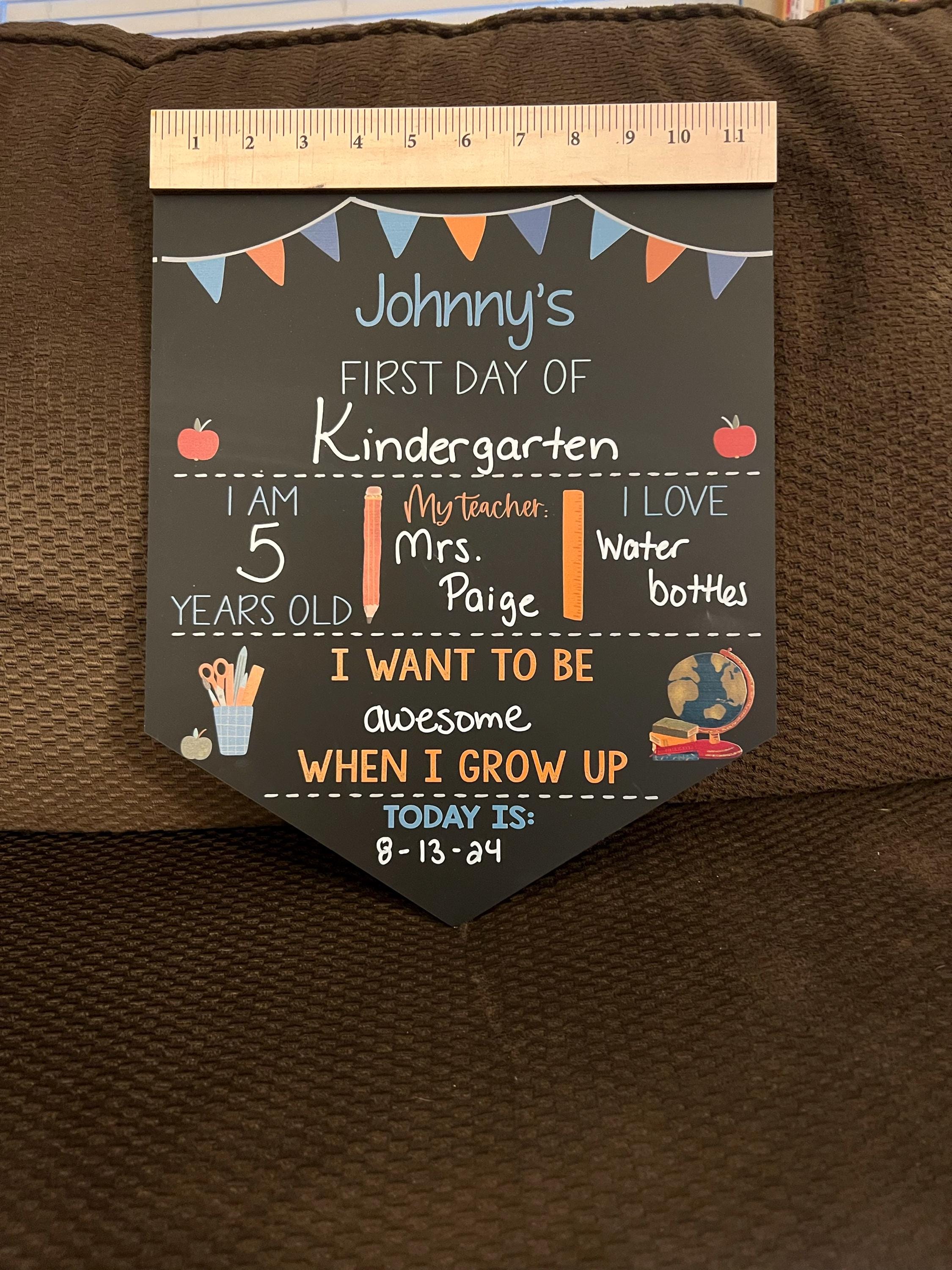 First Day of School Sign, Back to School Chalkboard, Reusable 1st Day Board, Last Day, Kindergarten, First Grade, Preschool, Ruler, BloomOwl