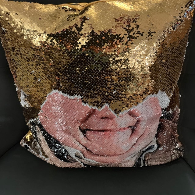 The Rock Meme Face Sequin Pillow Cover Funny the Rock Face 