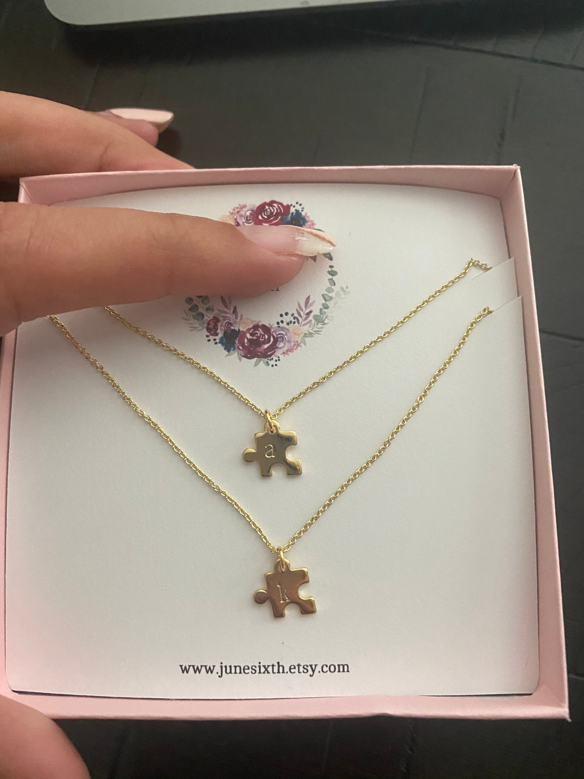 Personalized Tiny Puzzle Piece Necklace, Mom Gift, Anniversary Present, BFF Gift, Other Half