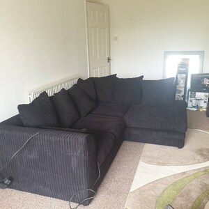 Marina Jumbo Cord Black Corner Sofa Etsy