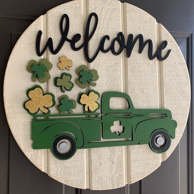 St. Patrick's Day Door Hanger Welcome Door Sign Green - Etsy