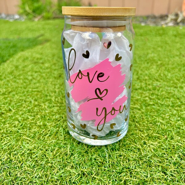 Love You • 16oz Glass Can Cutfile, Svg Dxf Png Files Digital Download ...