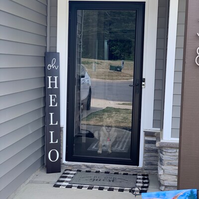 Oh Hello Vertical Welcome Sign Entryway Sign Front Porch Sign Tall ...