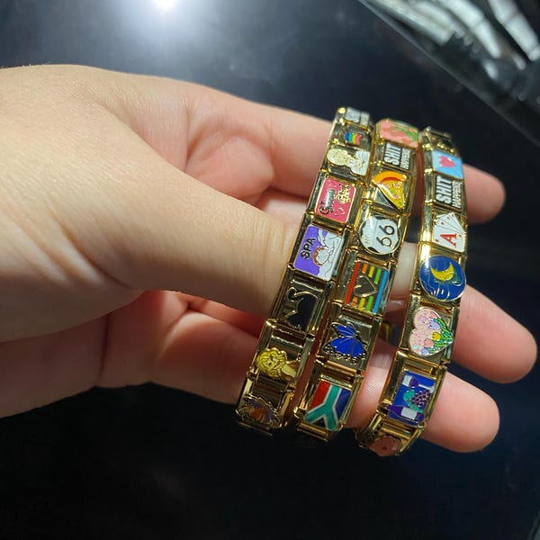 8 Maillons De Bracelet Style Italien En Acier Inoxydable Or - 9 Mm, Avec Anneau Fendu Pour DIY - 11