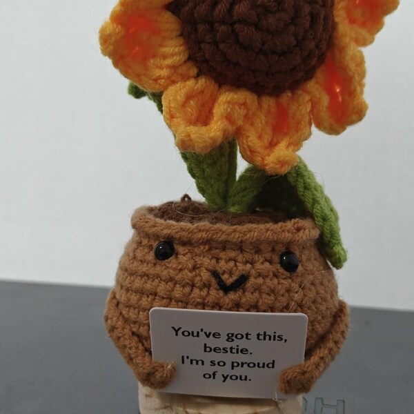 Emotional Support Crochet Dumpster Fire - Knitted Desk Toy With Positive Card, Weighted Base - View #8