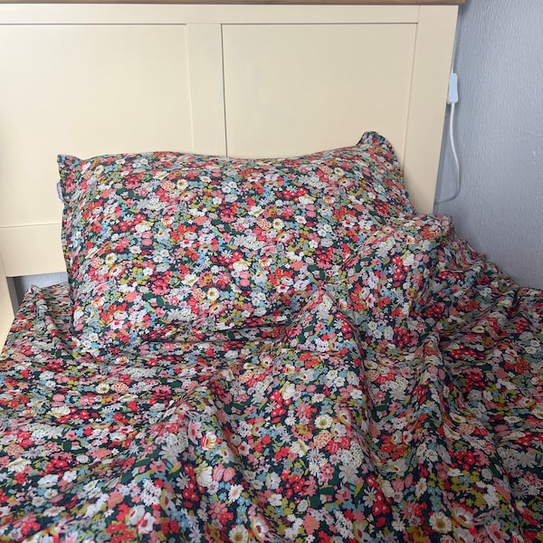 Bedding Set Made With Liberty Fabric 'thorpe Green' - Etsy