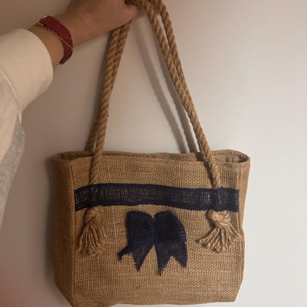 Handmade Burlap Tote Bag