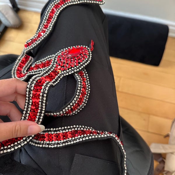 Red Sequin Snake Patch - Reputations Inspired - Rhinestone Snake ...