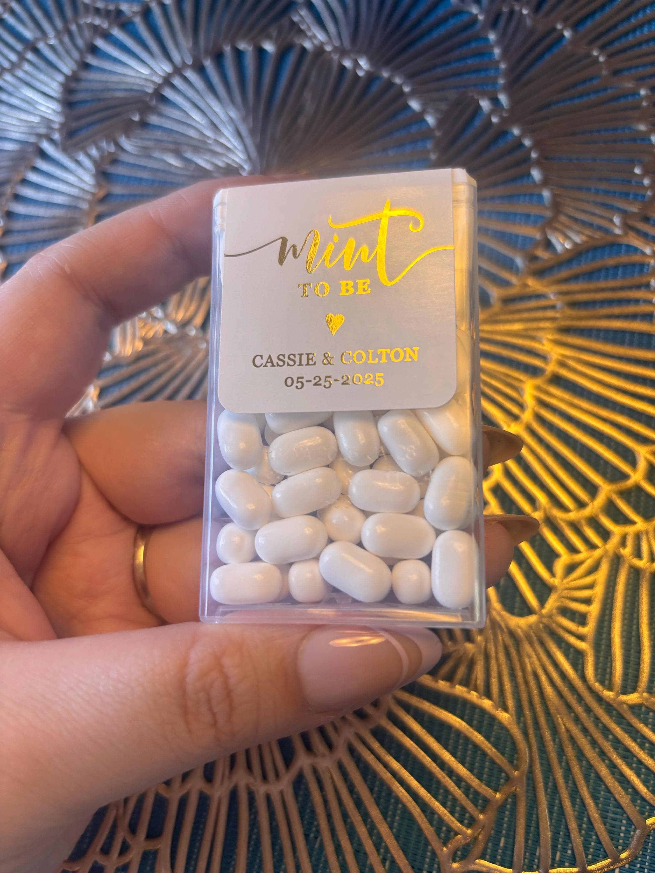 Gold Foil Personalized Mint to Be Wedding Favor Sticker, Custom Candy Label. Bridal Shower Gift with Silver / Rose Gold. MINTS NOT INCLUDED!