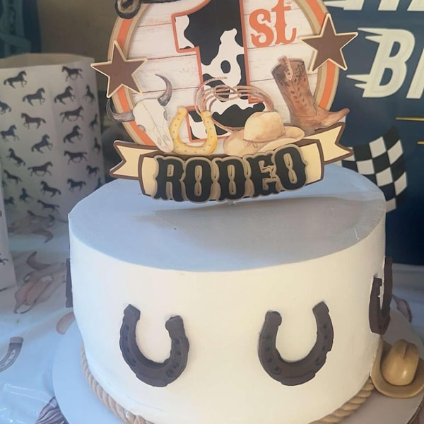 1st Rodeo Cake Topper / Cowboy Theme Cake Topper / 1st Birthday ...