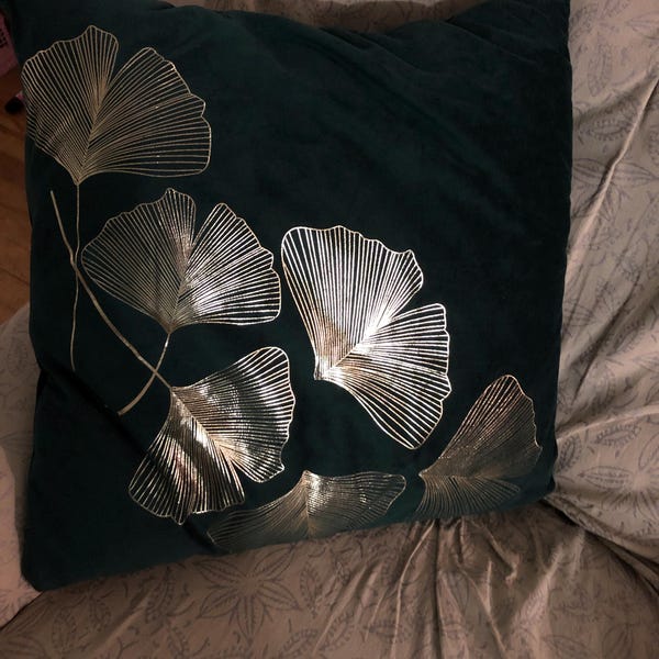 Gold Ginkgo Leaf Velvet Pillow Covers - Set Of 2, 18x18 Inch, Black Background
