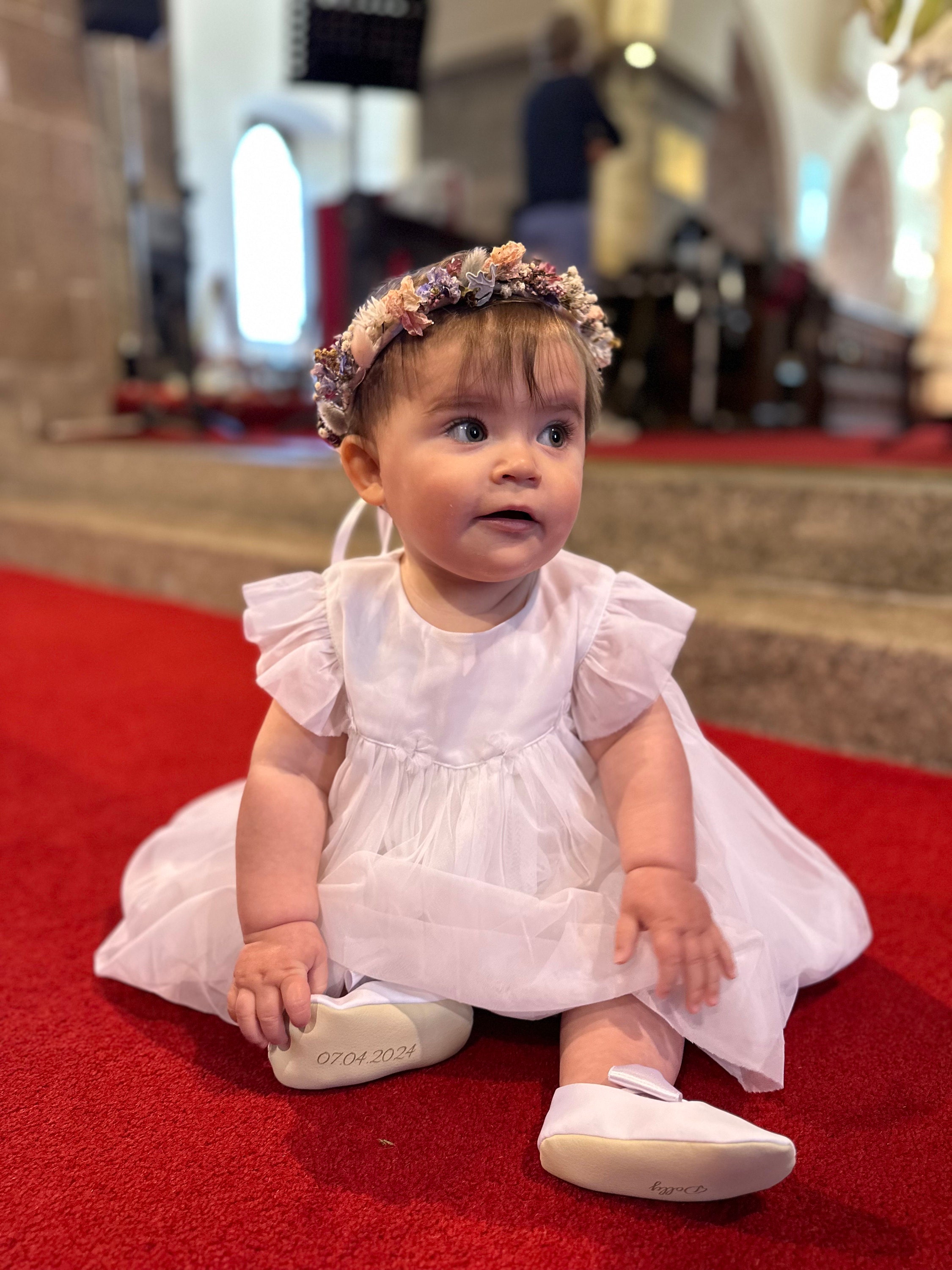PERSONALISED baptism shoes, ivory cross shoes, white christening shoes, baby shoes, blessing outfit, baby girl slippers, infant bow shoes