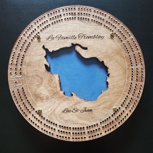 Custom Cribbage Board Laser Cut Lake Game Gift Personalized Wooden