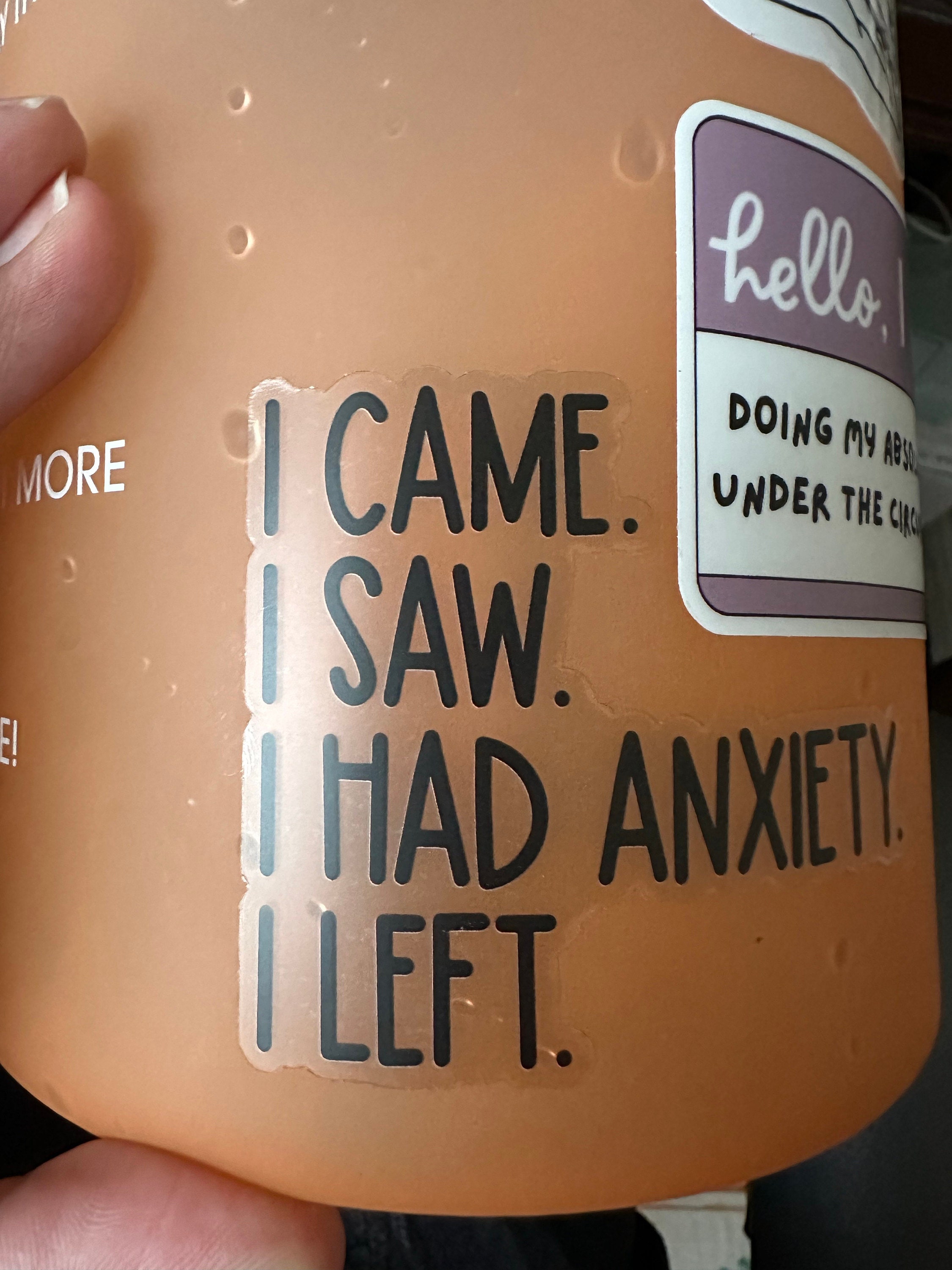 i came i saw i had anxiety i left sticker, funny introvert sticker, funny sticker, laptop decal, anxiety tumbler sticker, anxiety sticker