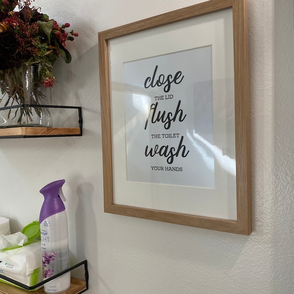 Cute Bathroom Sign Printable Decor Close Lid Flush Toilet Wash Your ...