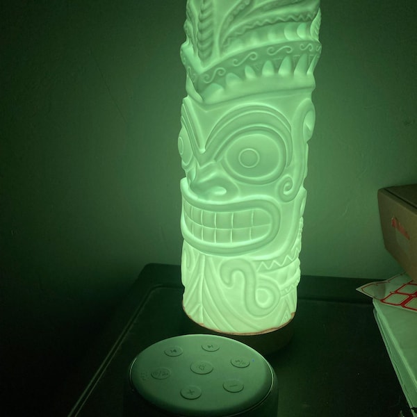Tiki Decor Stump on Fire Figurine Lights