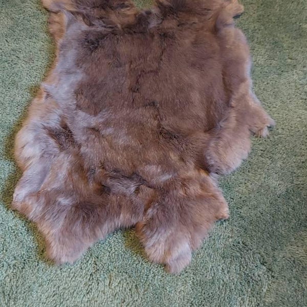 Gray and White Dutch Rabbit Hide - One Average - Natural Rabbit Fur ...
