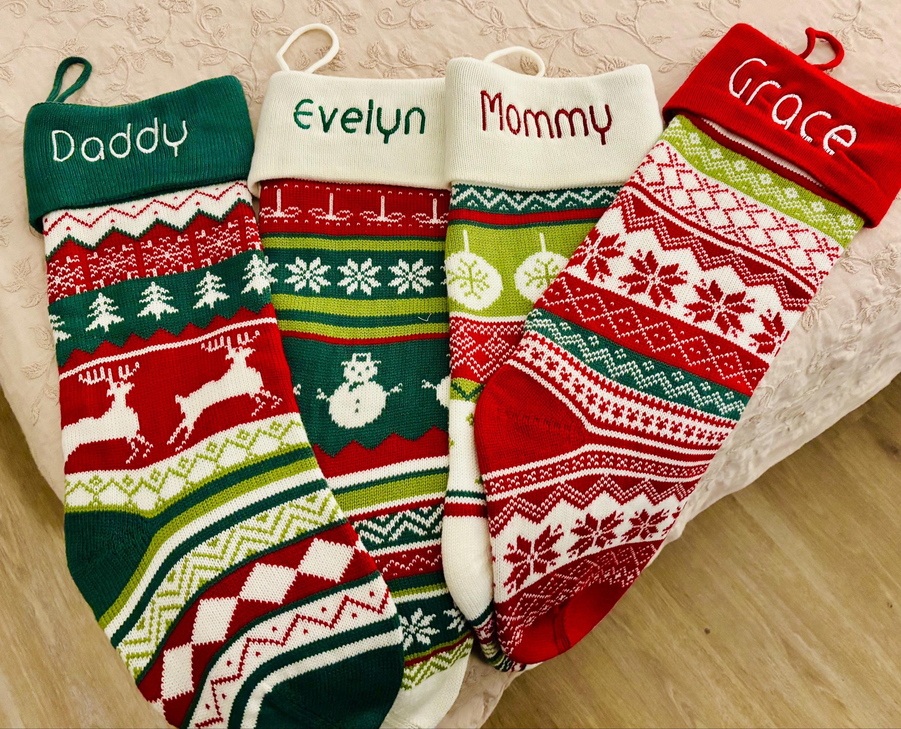 Embroidered Family Holiday Stockings,Christmas Stocking,2024 Christmas Knit Stocking,Christmas Décor,Christmas gift for family,holiday decor