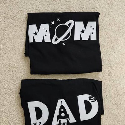 Personalized Space Themed Mom Dad Matching Shirt, Mommy and Dad and Me ...