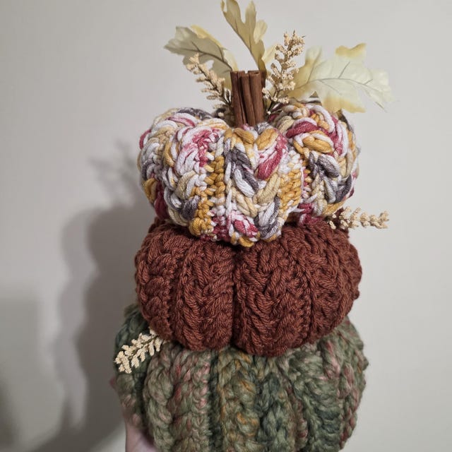 A customer's finished Wheat Stitch Pumpkin Spice Crochet Trio Pattern