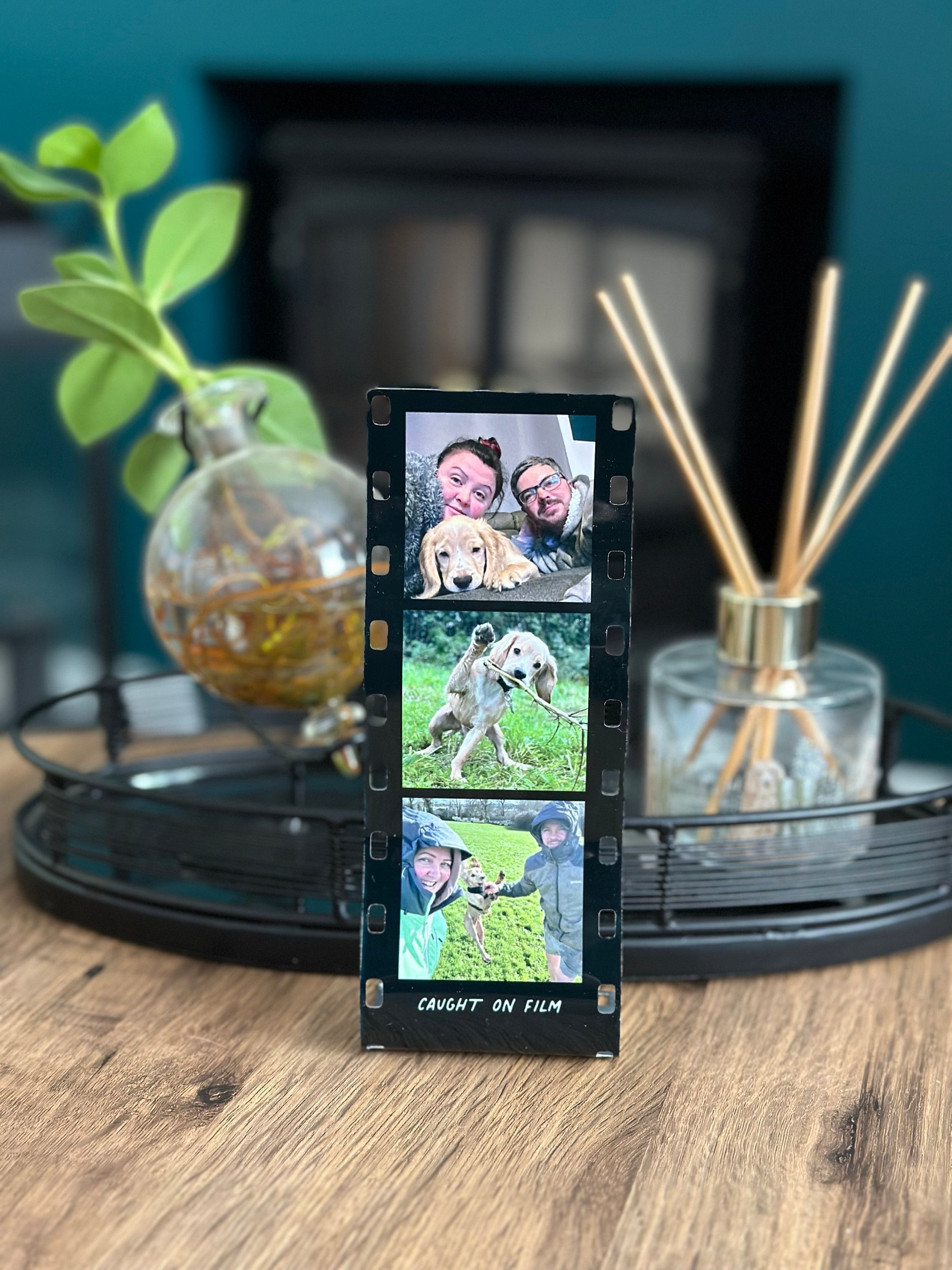 Personalised Mini Metal Photo Reel Print | Three Photos Printed on Metal Film Reel Frame