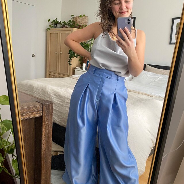 Wide Leg Pleated Pants Ultra High Waisted Digital PDF Sewing