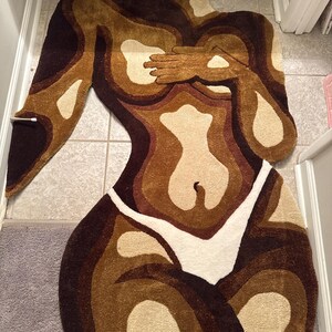 Taste of Money Rug - 100% handmade, red lips with money