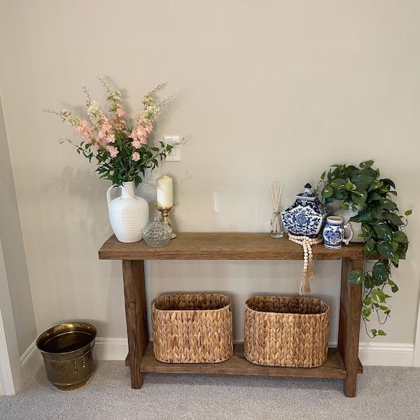 Rustic Side Table for Living Room, Reclaimed Farmhouse End Table Wood ...