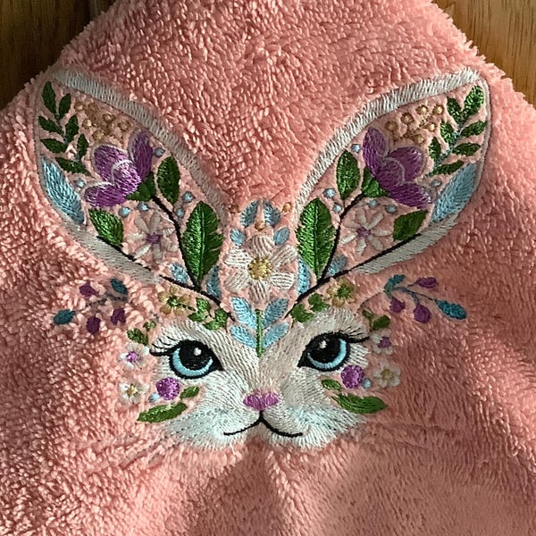 Floral Bunny Machine Embroidery Design, Rabbit Embroidery Design ...