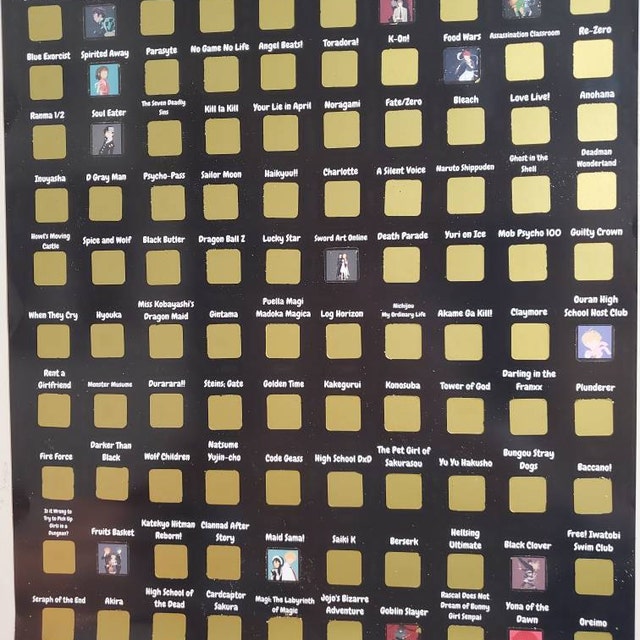 newest 100 anime scratch off poster