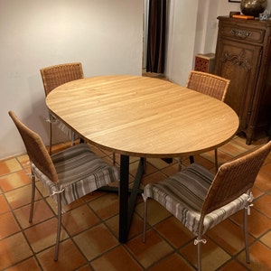 Table à Manger Extensible T71 - 200 à 300 Cm, Plateau Chêne Laqué, Style Scandinave Moderne