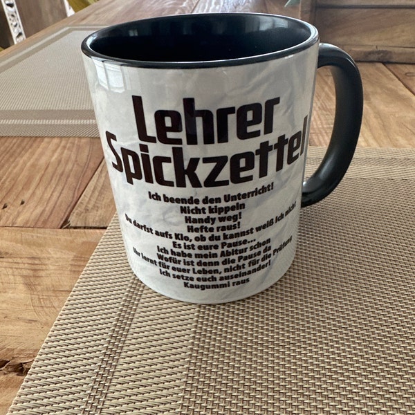 Lehrer Tasse, Lehrer Spickzettel, Geschenkidee lustig Lehrerin Lehrerin