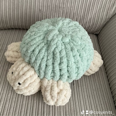 Hand Knit a Chunky Turtle Turtle Plushie Finger Knit Plushie Pattern ...
