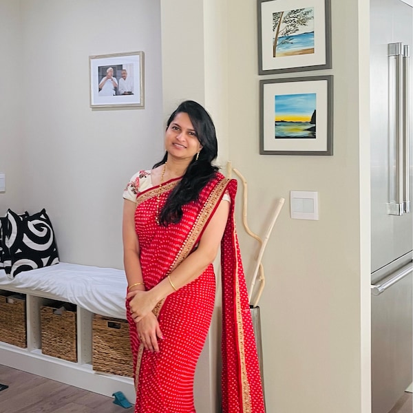 Blue Katha Stitch Hand Embroidery Gicha Silk Saree