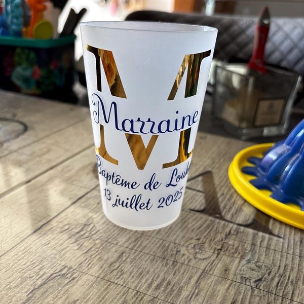 Tasse Personnalisée Mariage Avec Illustration Chien - 35.4 Ml, Givrée, Réutilisable, Pour Fête/fiançailles