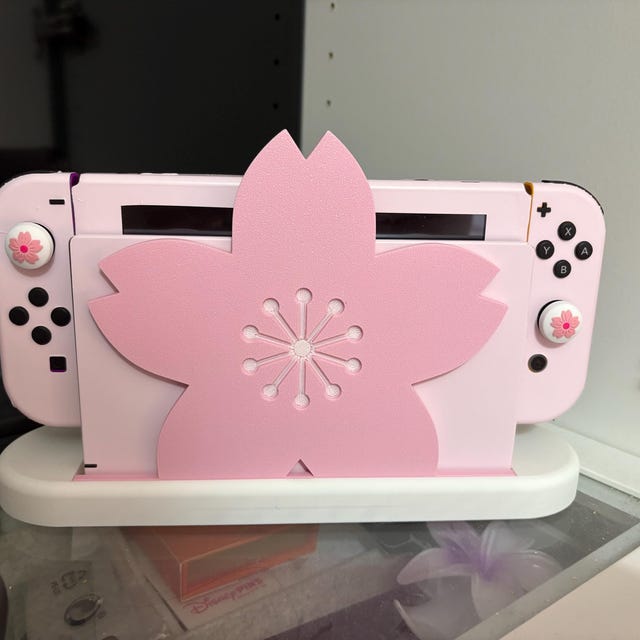 Nintendo Switch Dock Accessory Stand Faceplate Pink White Sakura