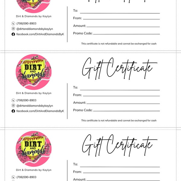 Editable Gift Certificate, Canva Template, Small Business Gift Cards ...