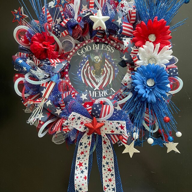 God Bless America Flying American Eagle With Fireworks