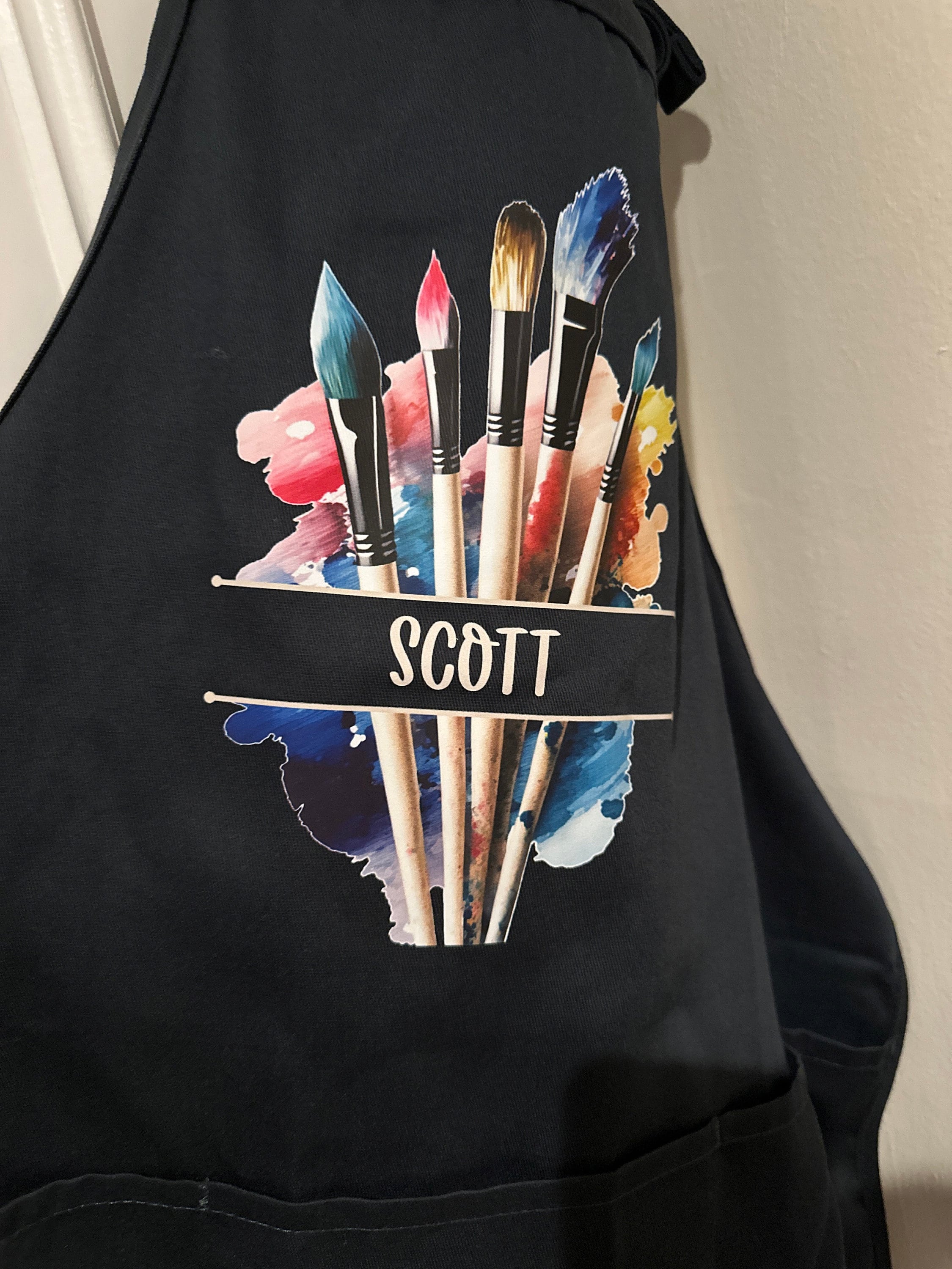 Personalized Art Apron with Pockets, Art Teacher Gift Apron, Art Party Apron, Painting Adults and Kids Apron, Artist Apron, Art Crafts Apron