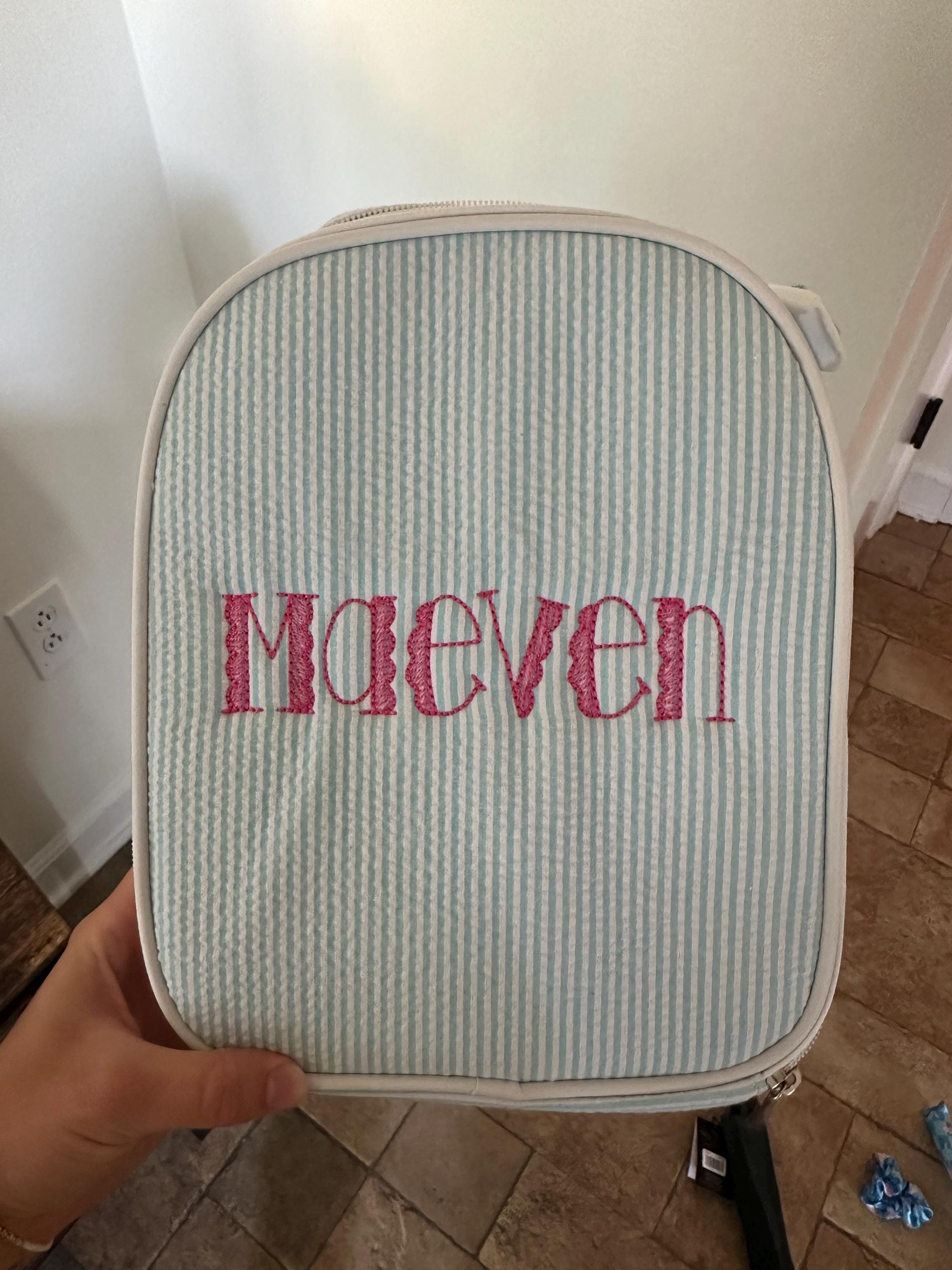 Monogrammed Seersucker lunch bag, Seersucker Lunch tote, Lunch bag, lunch bag with name, personalized lunch bag, monogrammed lunch box