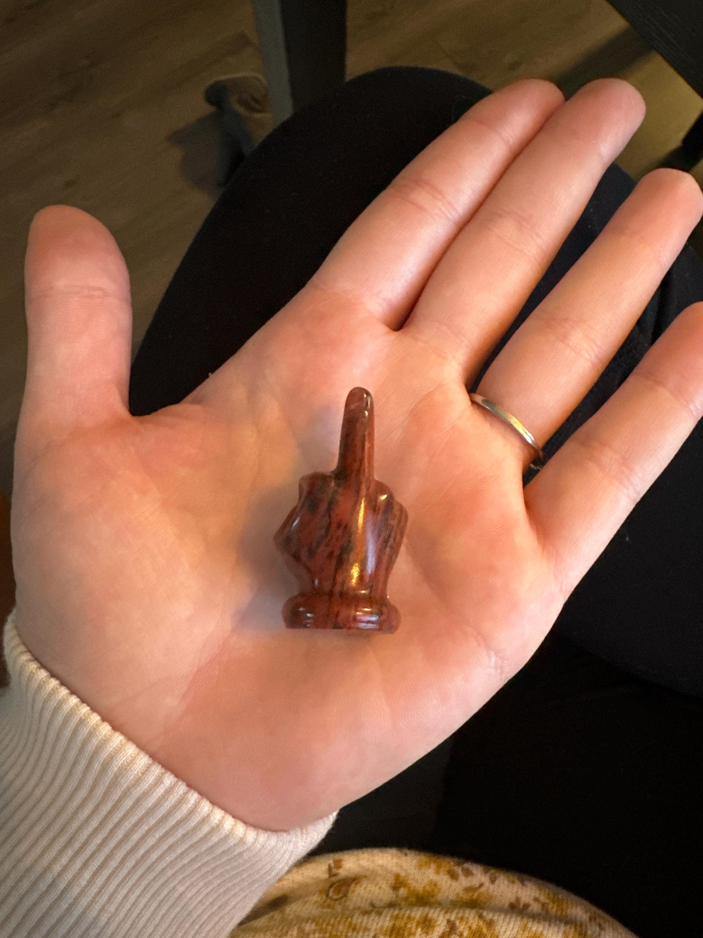 1.4&quot; Crystal Quartz,Carved Mini Middle finger ,Crystal Quartz Middle finger,Hand Carving,healing Home Decor, Energy Crystal gift