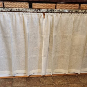 Linen Cafe Curtains Antique off Whitekitchen Curtains1 - Etsy