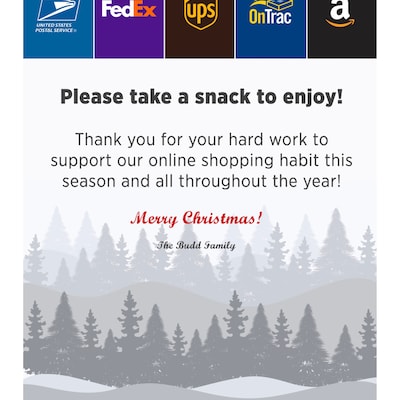 Personalized Delivery Driver Holiday Thank You and Snack Sign for UPS ...