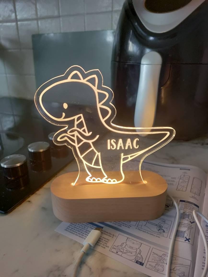 Dinosaur Night Light,Custom Name Night Light,Cute Night Light,Baby First Birthday Gift,Baby Nursery Decor,Gifts For Kids,Newborn Shower Gift